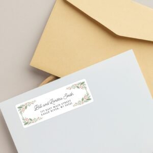 Christmas Return Address Labels with Mistletoe Design, Includes 18 Labels/Sticker Sheet, 1 x 3 inches