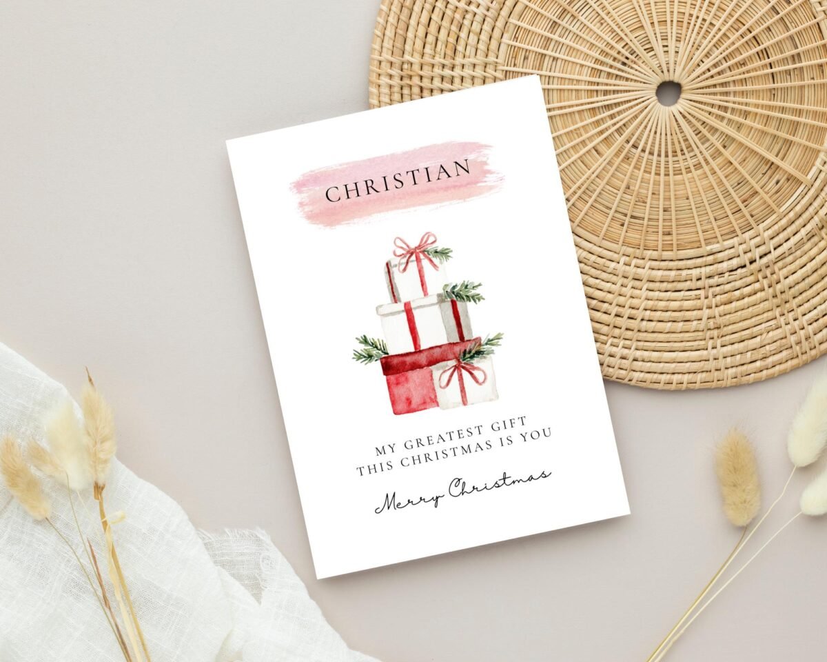 Personalized Christmas Card for Husband, 5 x 7 Greeting Card, Gift for Him