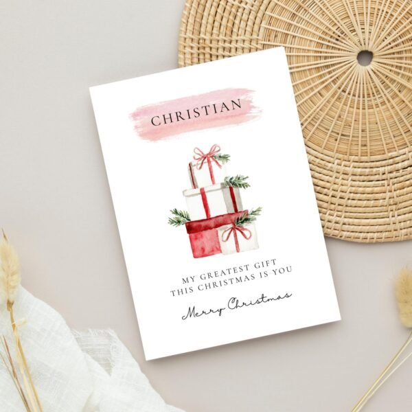 Personalized Christmas Card for Husband, 5 x 7 Greeting Card, Gift for Him