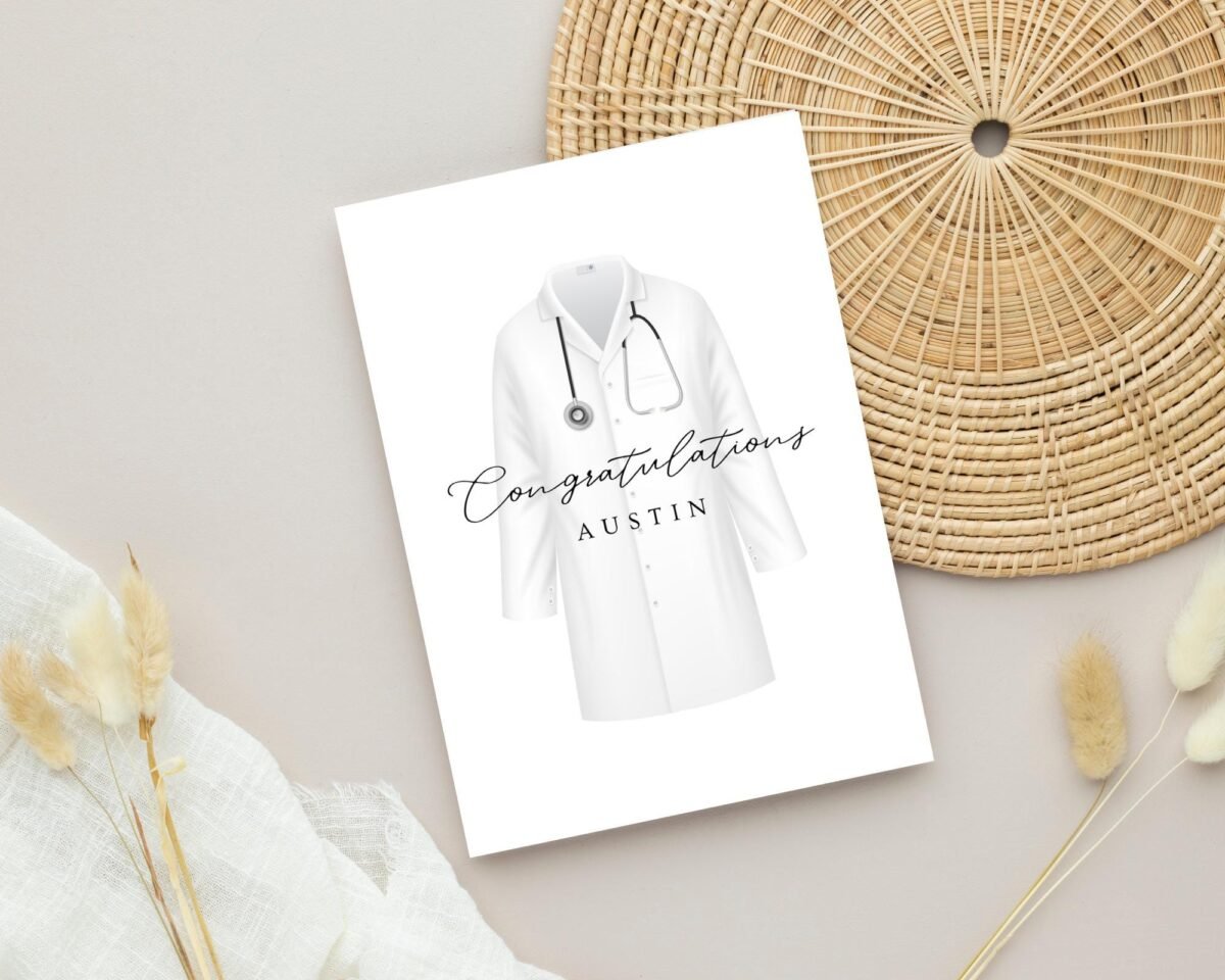 Congratulations Card for White Hat Ceremony, Medical Students, 5 x 7 Greeting with White Envelope
