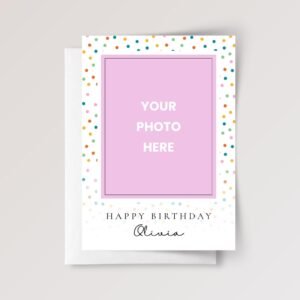 Personalized Photo Birthday Card, 5 x 7 Folded Greeting Card and White Envelope