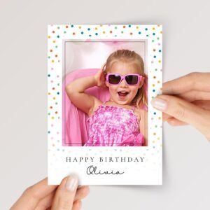 Personalized Photo Birthday Card, 5 x 7 Folded Greeting Card and White Envelope