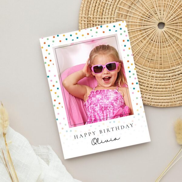 Personalized Photo Birthday Card, 5 x 7 Folded Greeting Card and White Envelope