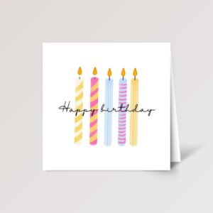 5th Birthday Card for Kids, Folded Square Greeting Card with Five Candles 5th Birthday Card for Kids, Folded Square Greeting Card with Five Candles