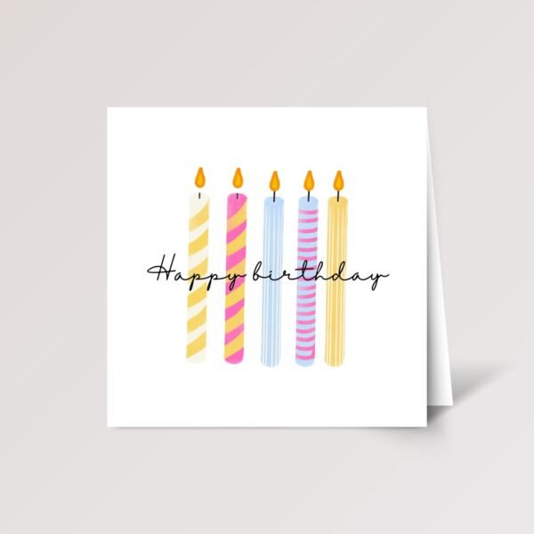 5th Birthday Card for Kids, Folded Square Greeting Card with Five Candles
