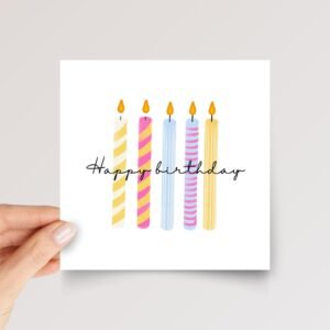 5th Birthday Card for Kids, Folded Square Greeting Card with Five Candles 5th Birthday Card for Kids, Folded Square Greeting Card with Five Candles