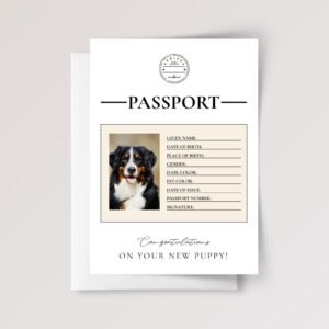 Pet Passport Card with Photo and Envelope, 5 x 7 inches