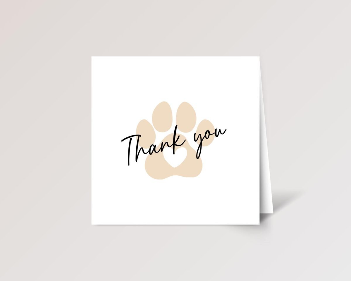 Thank You Card for Dog Sitter or Pet Groomer, 5 1/4" Greeting Card with Paw Print