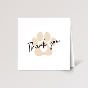 Thank You Card for Dog Sitter or Pet Groomer, 5 1/4" Greeting Card with Paw Print
