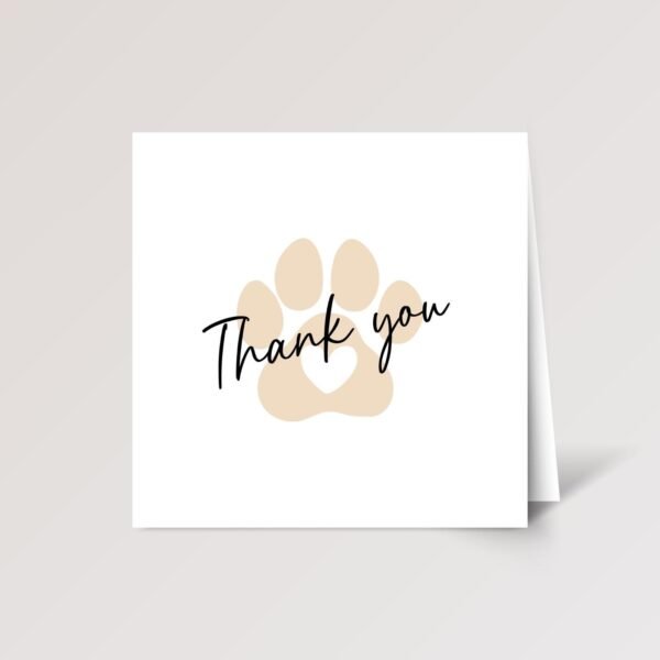 Thank You Card for Dog Sitter or Pet Groomer, 5 1/4" Greeting Card with Paw Print