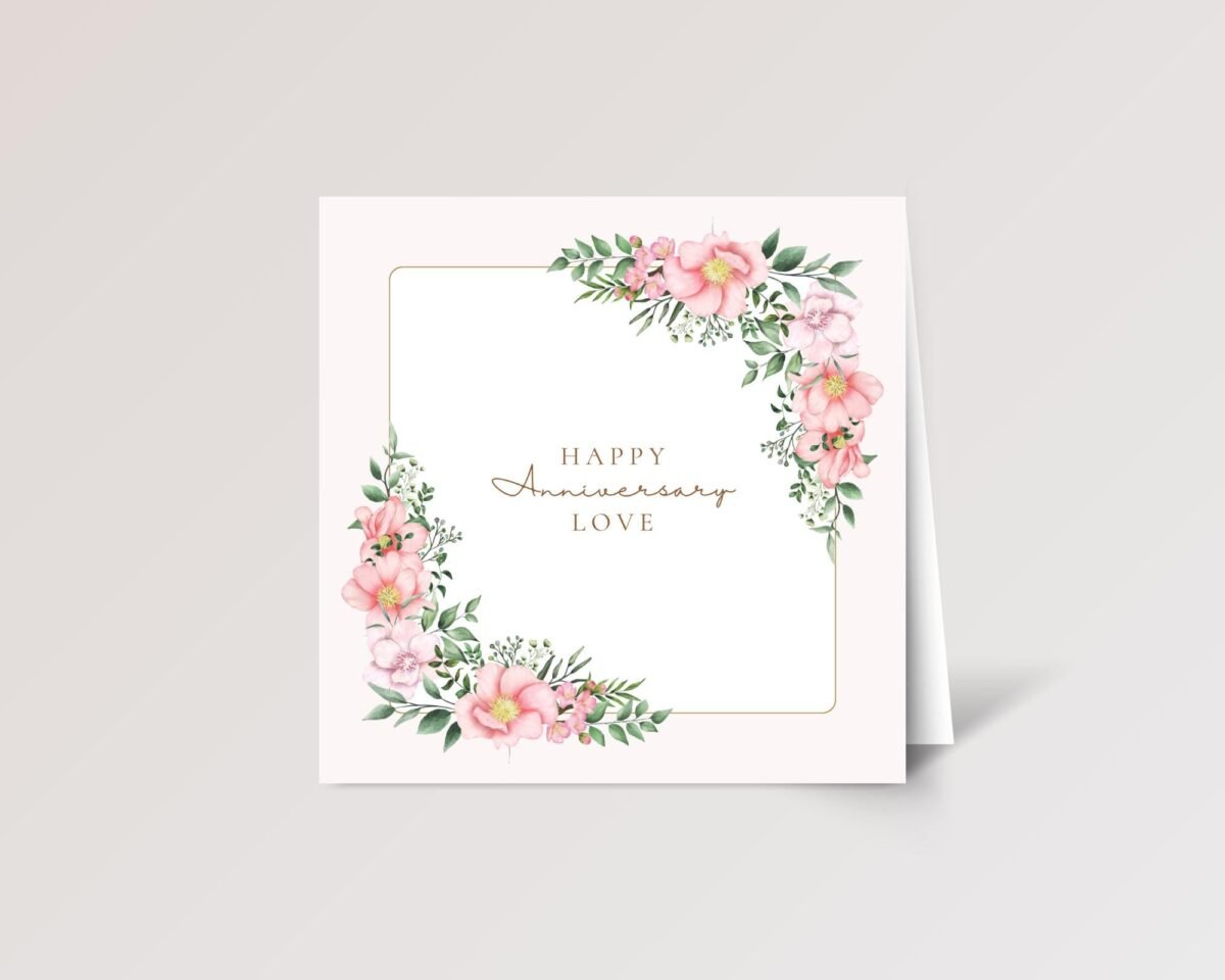 Anniversary Card for Wife, 5 1/4" Floral Greeting with Envelope