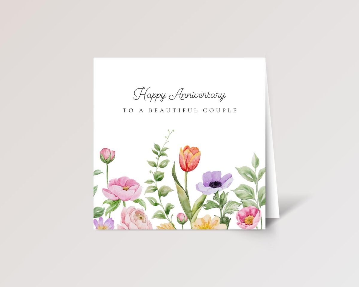Anniversary Card for Couple, Son/Daughter in Law, Floral Greeting with Envelope