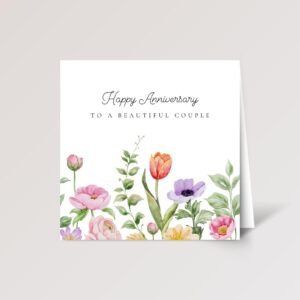 Anniversary Card for Couple, Son/Daughter in Law, Floral Greeting with Envelope