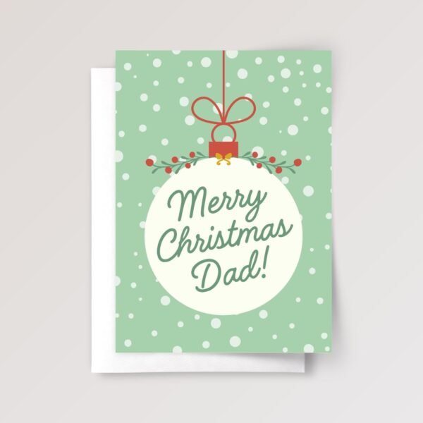 Christmas Card for Dad, 5 x 7 Greeting Card and Envelope, Green