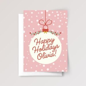 Personalized Christmas Card for Daughter, 5 x 7 Holiday Greeting Card and Envelope, Pink Gift for Her