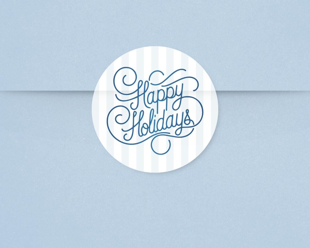 Christmas Stickers for Invitations and Cards, 1.5 Round Labels, 30 Per Sheet | Happy Holidays Christmas Stickers for Invitations and Cards, 1.5 Round Labels, 30 Per Sheet | Happy Holidays