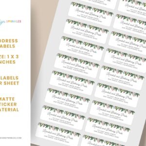 Christmas Return Address Labels with Pine Florals, Includes 18 Labels/Sticker Sheet, 1 x 3 inches
