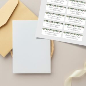 Christmas Return Address Labels with Pine Florals, Includes 18 Labels/Sticker Sheet, 1 x 3 inches