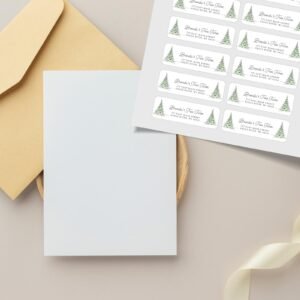 Christmas Return Address Labels with Pine Trees, Includes 18 Labels/Sticker Sheet, 1 x 3 inches