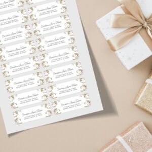 Christmas Return Address Labels with Winter Florals, Includes 18 Labels/Sticker Sheet, 1 x 3 inches