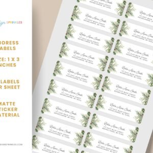 Christmas Return Address Labels with Winter Pine, Includes 18 Labels/Sticker Sheet, 1 x 3 inches