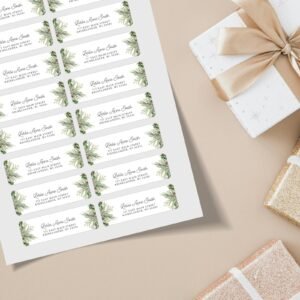 Christmas Return Address Labels with Winter Pine, Includes 18 Labels/Sticker Sheet, 1 x 3 inches