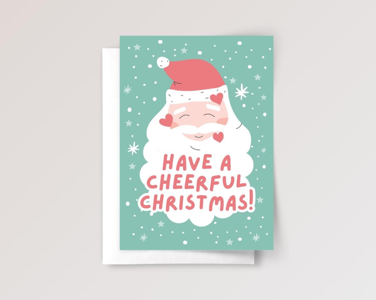 Personalized Christmas Card With Jolly Santa, 5 x 7 Holiday Greeting with Name for Kids, Christmas Gift