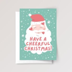 Personalized Christmas Card With Jolly Santa, 5 x 7 Holiday Greeting with Name for Kids, Christmas Gift