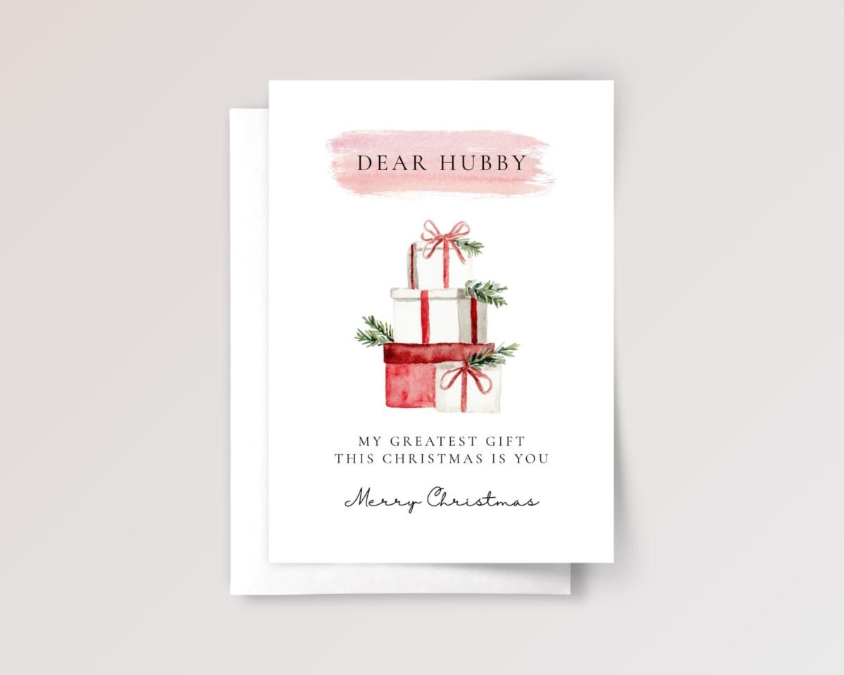 Personalized Christmas Card for Husband, 5 x 7 Greeting Card, Gift for Him