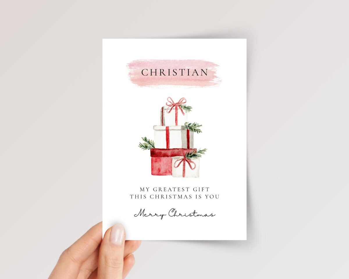 Personalized Christmas Card for Husband, 5 x 7 Greeting Card, Gift for Him