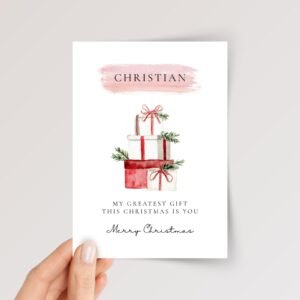 Personalized Christmas Card for Husband, 5 x 7 Greeting Card, Gift for Him