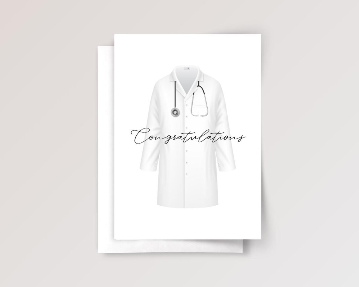 Congratulations Card for White Hat Ceremony, Medical Students, 5 x 7 Greeting with White Envelope