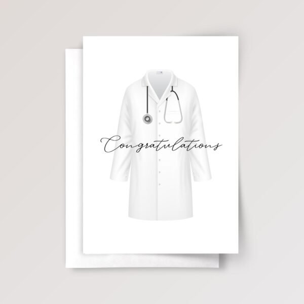 Congratulations Card for White Hat Ceremony, Medical Students, 5 x 7 Greeting with White Envelope