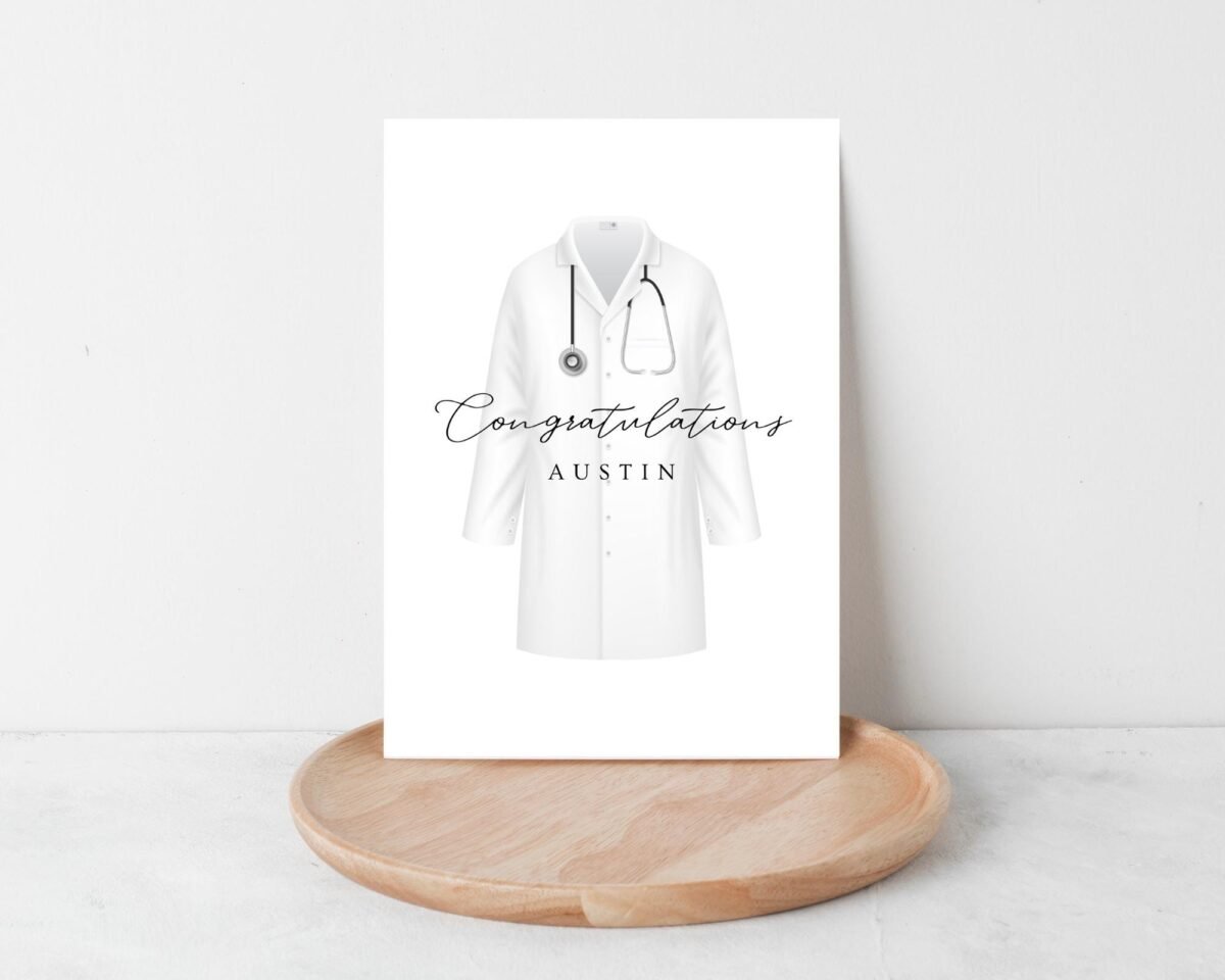 Congratulations Card for White Hat Ceremony, Medical Students, 5 x 7 Greeting with White Envelope