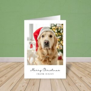 Personalized Pet Christmas Card with Dog/Cat Photo, 5 x 7 Holiday Greeting and White Envelope