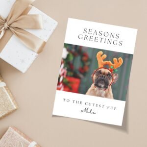 Personalized Pet Holiday Card with Photo, 5 x 7 Seasons Greetings Card with White Envelope Personalized Pet Holiday Card with Photo, 5 x 7 Seasons Greetings Card with White Envelope
