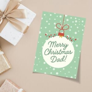 Christmas Card for Dad, 5 x 7 Greeting Card and Envelope, Green Christmas Card for Dad, 5 x 7 Greeting Card and Envelope, Green