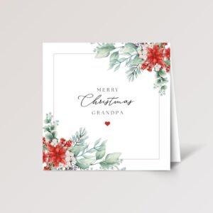 Christmas Card for Grandpa, Folded Square Greeting Card and White Envelope Christmas Card for Grandpa, Folded Square Greeting Card and White Envelope